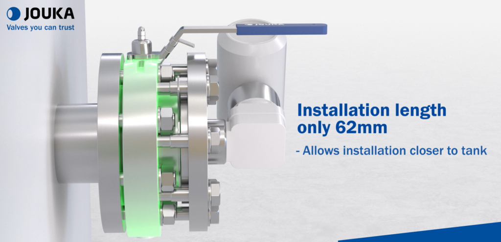 isolation valve - installation lenght only 62mm